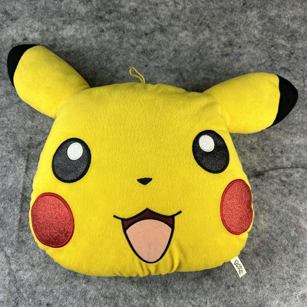 Pokemon Pikachu Plush Decor Pillow‎ Face Red Glitter Cheeks by Toy Factory 2019